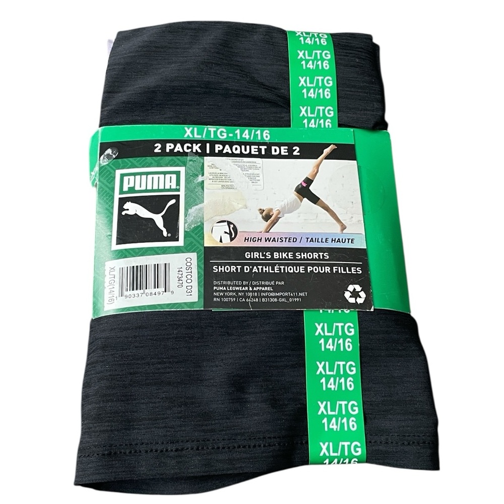Puma - Girls' High-Waisted Bike Shorts (2-Pack) / Athletic Shorts